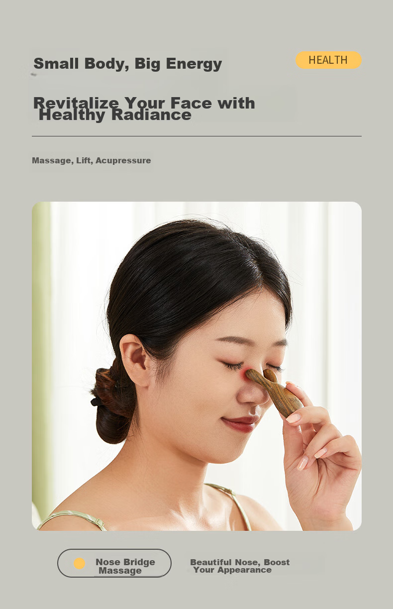 Chuxin Natural Ebony Wood Eye Massager, Creative Deer Antler Nose Beauty Device, Facial Meridian Acupoint Massage Tool 12