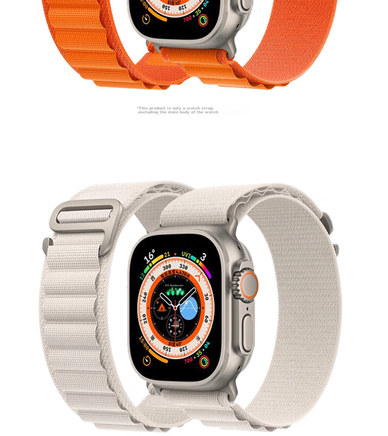 ESCASE Nylon High Mountain Loop Band for Apple Watch, Compatible with Ultra 3/SE 3/S 11/10/9/8/7, Wristband for 49/45/44/42MM, Gree 14