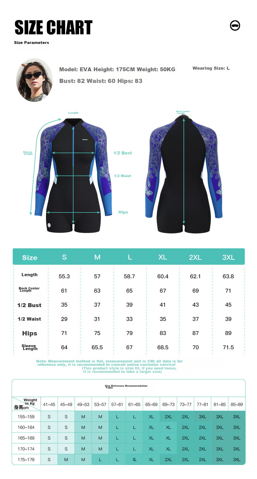 TOSWIM One-Piece Swimsuit for Women, Long Sleeve, Hot Spring Conservative Slimming Swimwear Surfing Suit, Floral Night Dream 2XL 9