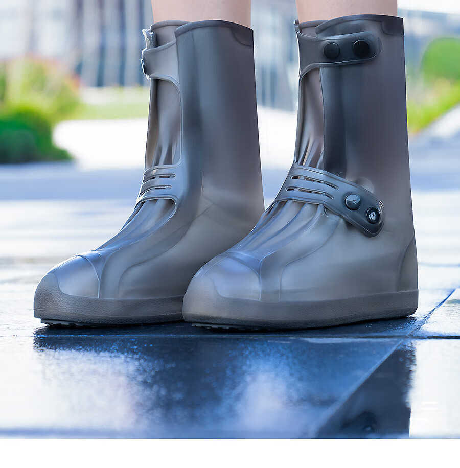 BWNK Waterproof Shoe Covers for Adults, Thickened Non-Slip Wear-Resistant Silicone-Like Rain Boots, Brown, Size L 23