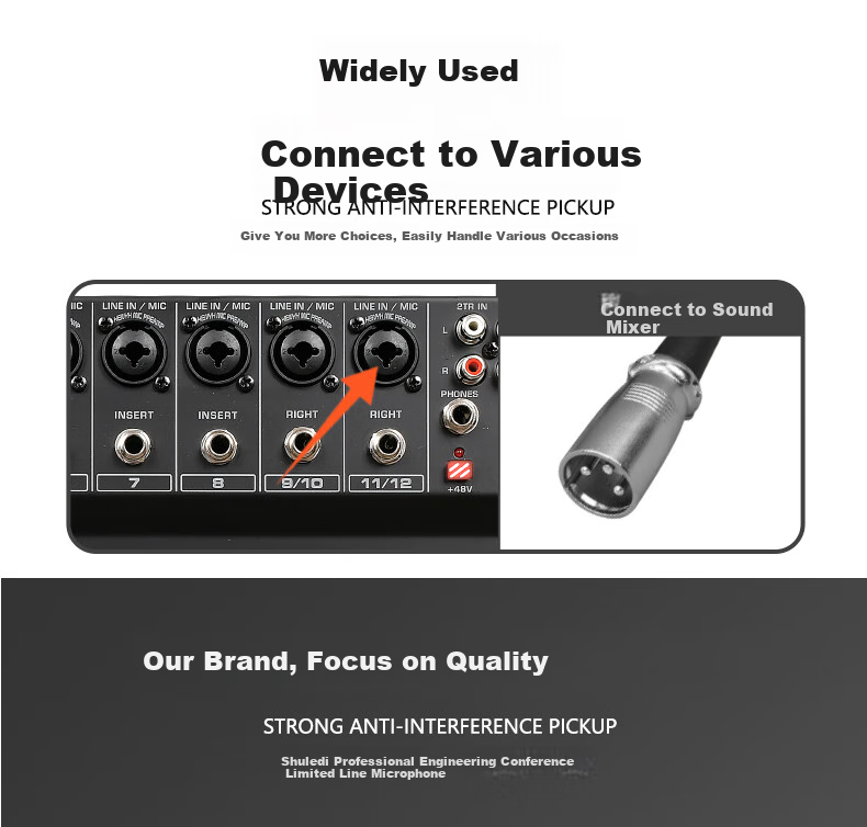 Shuledi QA-700 Domestic Dual-Head Wired Conference Floor Microphone, Podium Host Chorus Microphone for Lectern, Specialized for Mixing Console Audio System, High-End for Schools, Factories, And Government Use 2