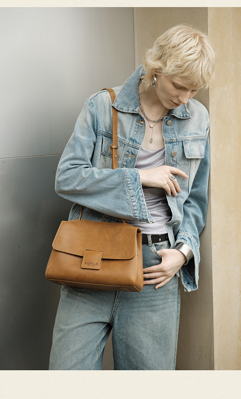 CASSILE Women's Handbag Tote Bag, Vegetable Tanned Top-Grain Leather, Large Capacity, Light Luxury Handbag, 520 Gift 15