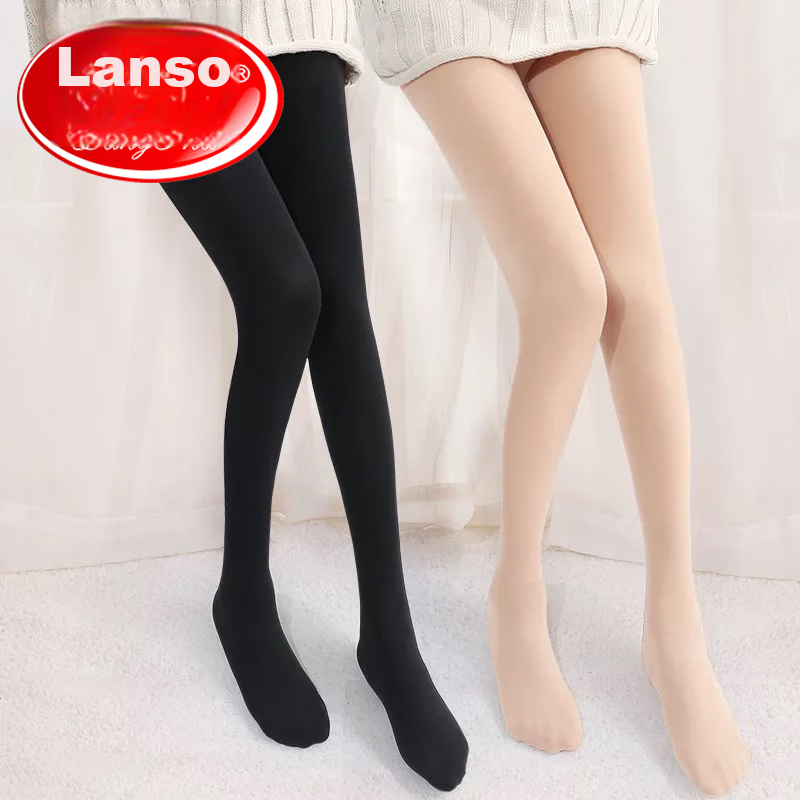 LangSha Women's Leggings, Spring And Autumn Bare Leg Pantyhose, Thigh-High Stockings, Thin Leggings Socks, Black, 2 Pairs, One Size Fits All