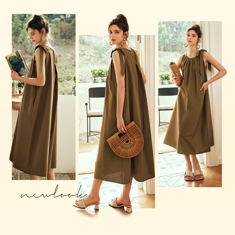 Olrain Sleeveless Halter Neck Dress Women Spring Summer Loose Vacation Spaghetti Strap Maxi Dress Purple L 4