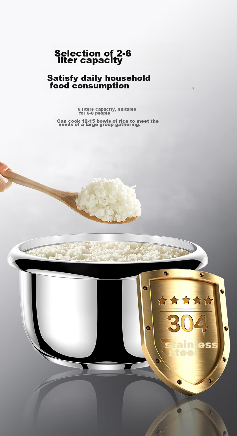 Triangle Rice Cooker, Traditional Electric Rice Pot, Stainless Steel Household 4L Cooking Pot for 3-4 People, 304 Stainless Steel Inner Pot with Steamer, TG-Z40X12ZK 11