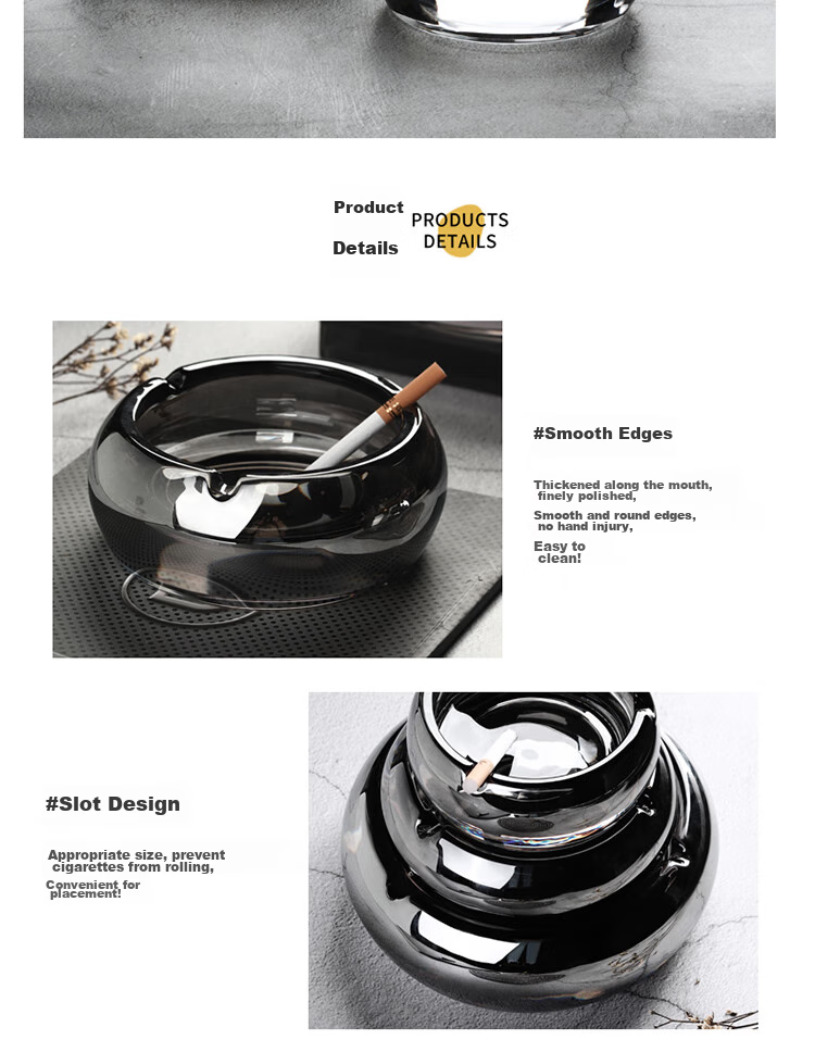 Gongxun Metal Stainless Steel Ashtray for Home Living Room Creative Coffee Table Decorative Ornament, Matte Black 8cm 10