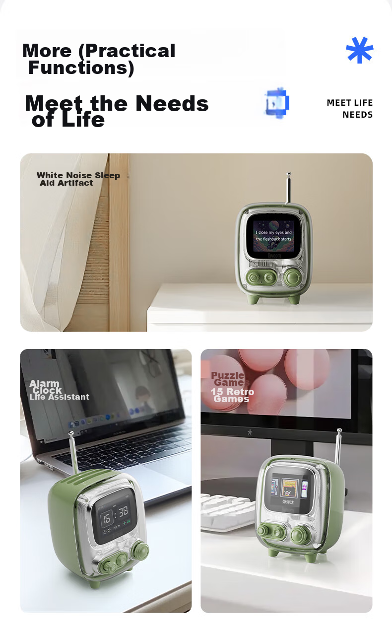 Divoom Bluetooth Speaker with Lyrics Album, Retro Mini TV, Desktop Electronic Photo Frame, Portable Mini Speaker, Bedside Sleep Aid with White Noise Alarm Clock, Radio, Multifunctional Gift 10