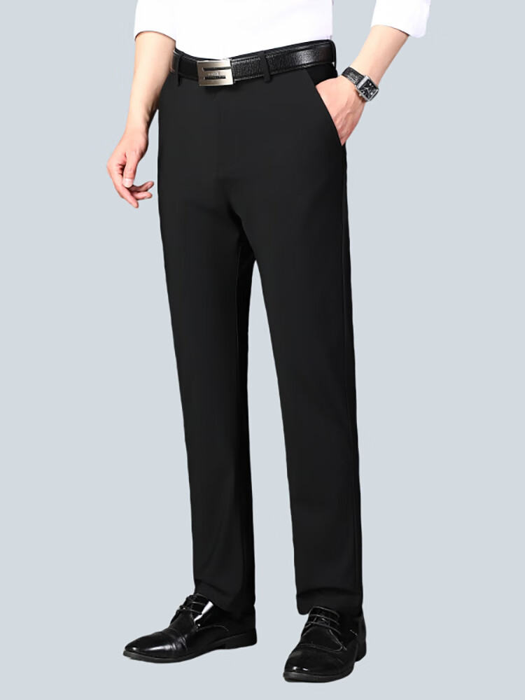 Ayoupang Summer Lightweight Plus Size Ice Silk Business Commute Dress Pants for Men, Elastic Breathable Large Size Work Casual Trousers Long Pants for Chubby People 3