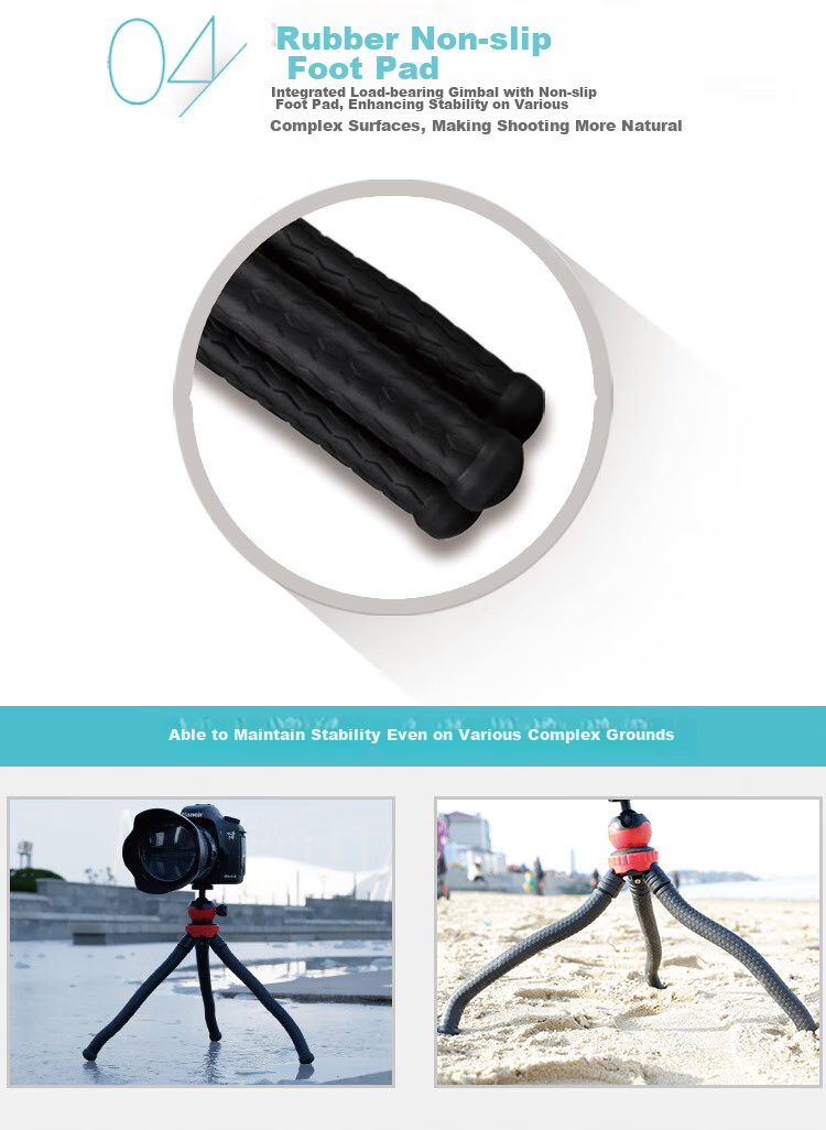 Earlymen EM-123 Octopus Desktop Tripod, Vlog Short Video Host Desktop Stand, Phone Selfie Stand, Portable Versatile with Phone Clamp + Remote Control 14