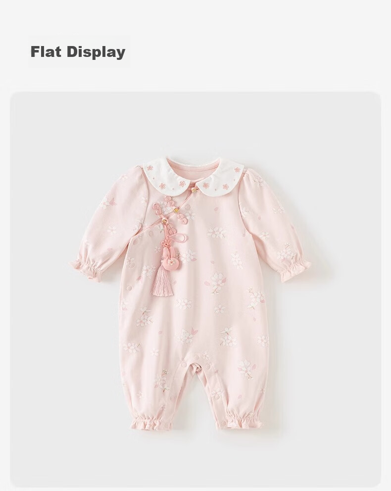 DAVE & BELLA Newborn Cotton Romper Spring And Autumn Wear for Baby Girls, Antibacterial Anti-Mite Onesie, Chinese Style Hanfu 22