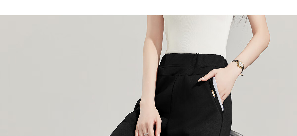 PinCai Women's Sports Pants Simple Solid Color Loose Straight Leg Elastic Waist Casual Pants P12KK5812 24