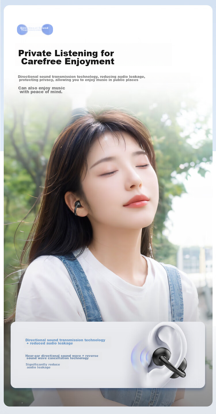TOZO Open-Ear Headphones, Wireless Bluetooth Earphones for Running And Sports, AI Smart Translation, New Model Open Ear Ring Compatible with Apple, Huawei, Xiaomi 7