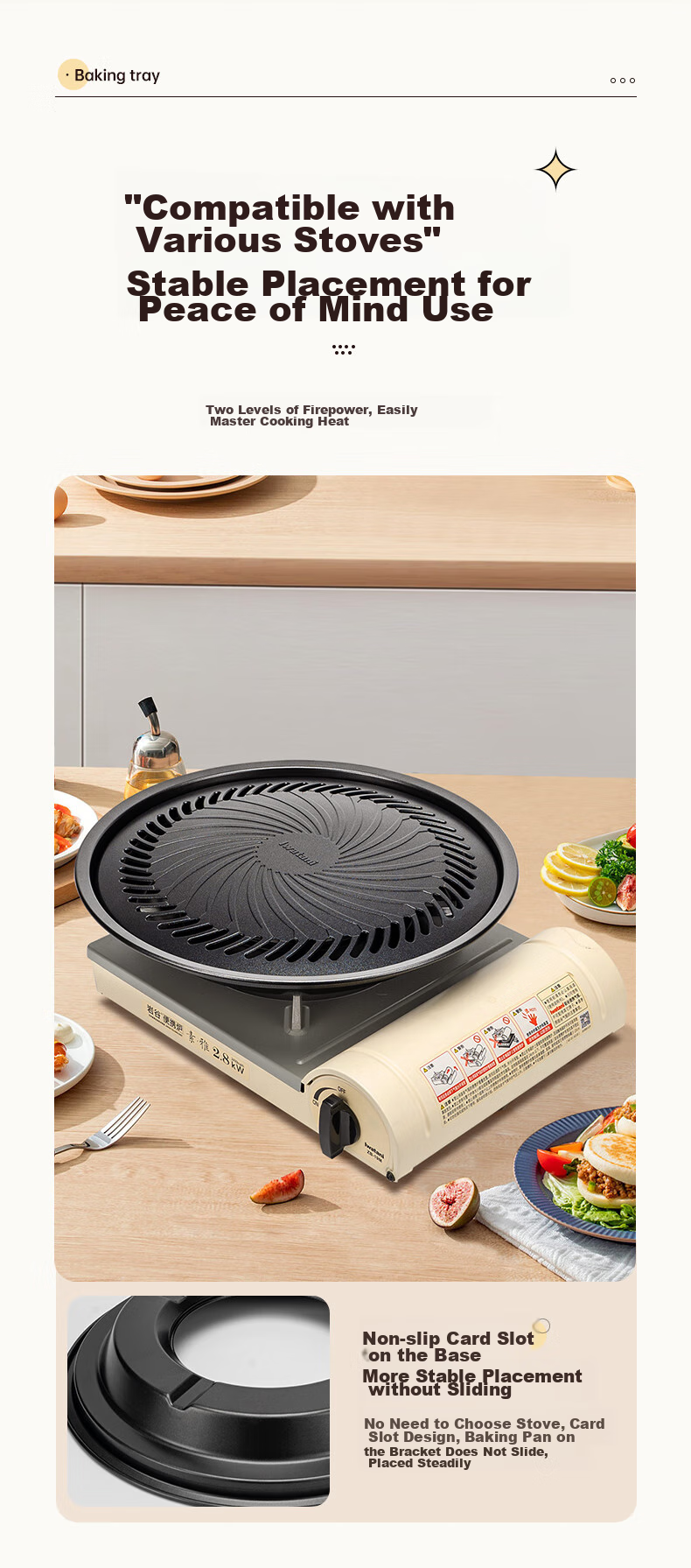 Iwatani Round Grill Pan 33cm, Self-Driving Tour Equipment for 5-7 People, Outdoor Cooking, Portable Stove Grill Pan ZK-15 7