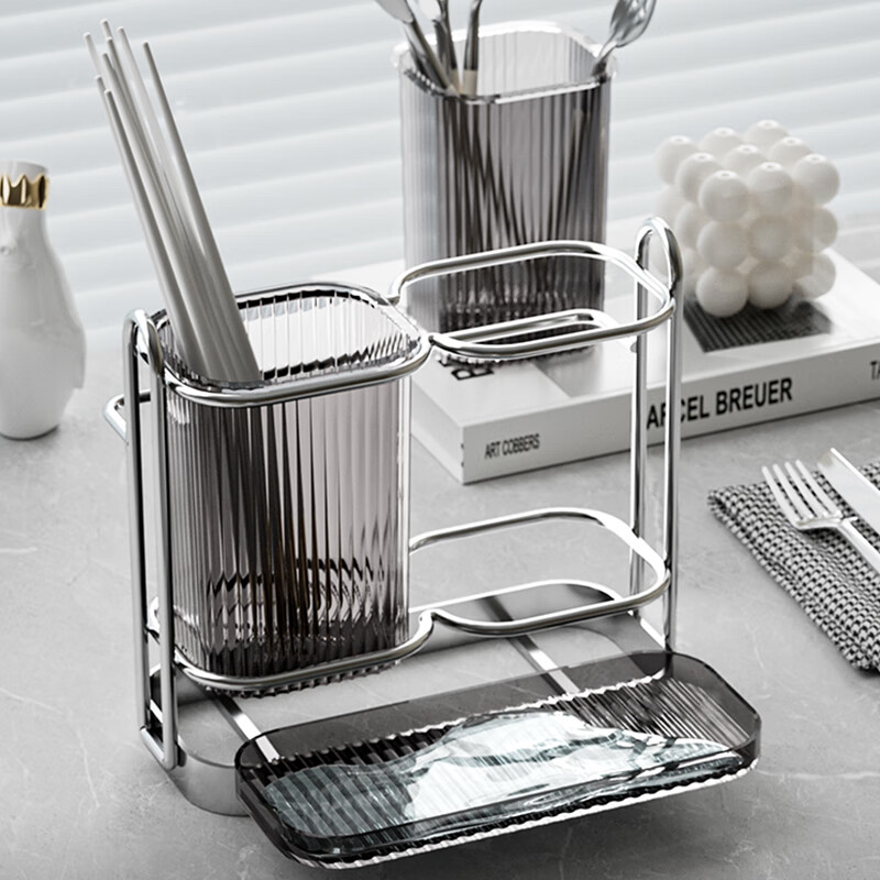 KATEI STORY Japanese Chopstick Storage Box, Wall-Mounted Draining Household Chopstick Organizer, Kitchen Chopstick Holder, Anti-Mold Chopstick Container