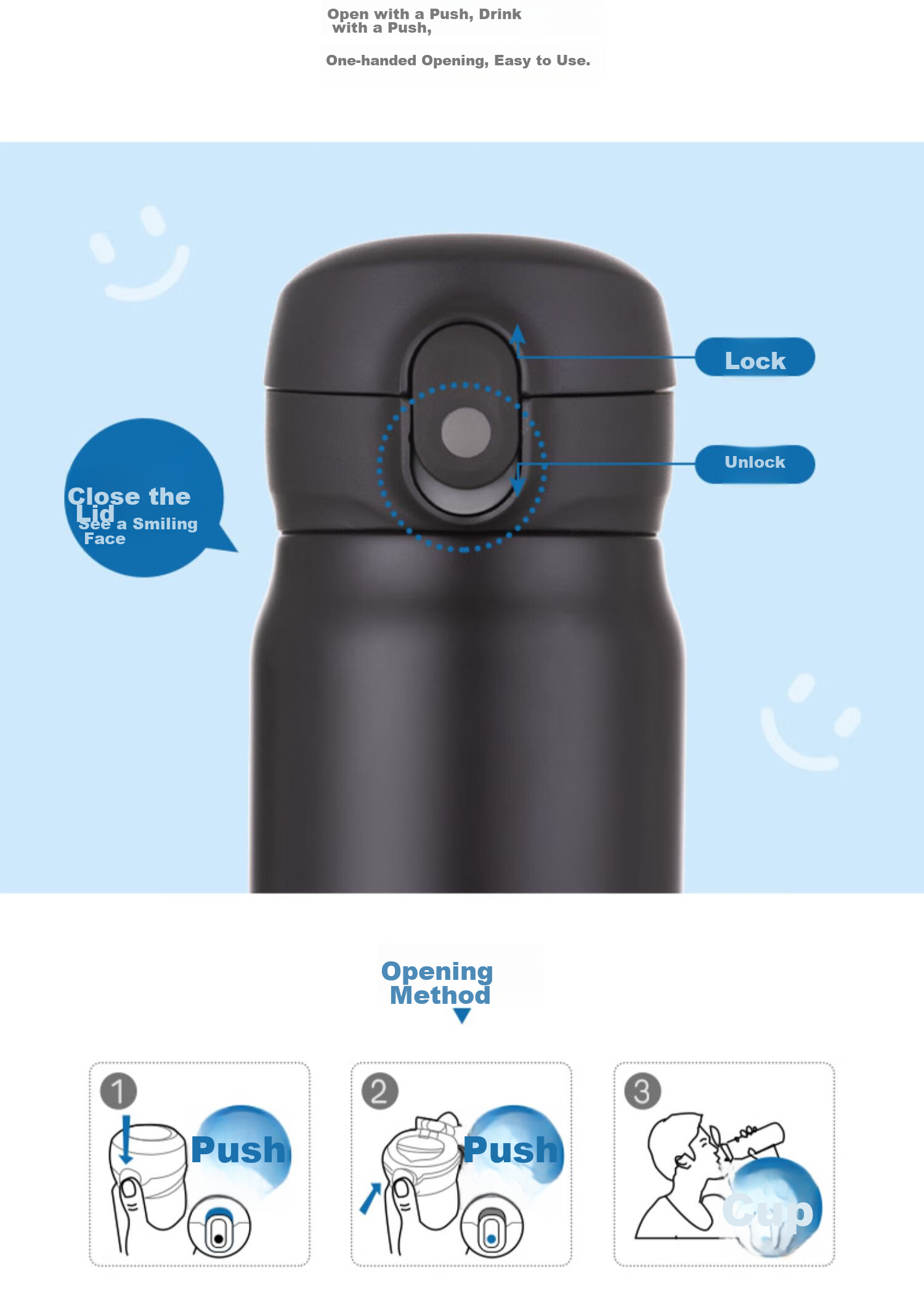 THERMOS Insulated Mug, 550ML High Vacuum Large Capacity Stainless Steel Gift Cup, Push-Button Cup, TCMC-550S BK 4