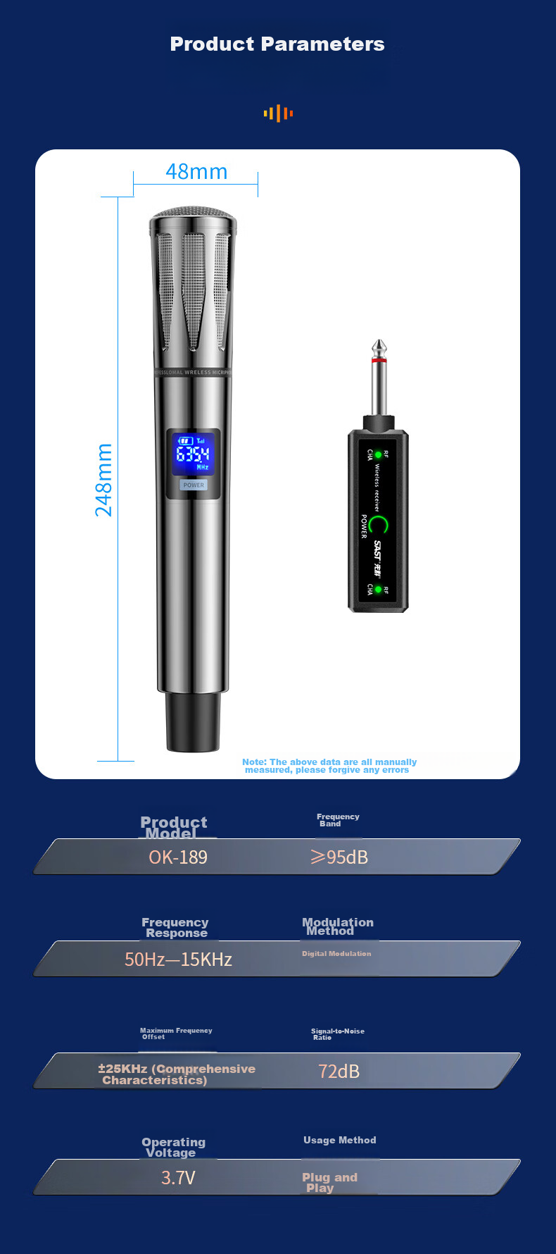SAST Ok-189 One-To Wireless Microphone, Outdoor Square Dance Speaker, Conference Host Speech, Home Karaoke Device, Universal Microphone 15