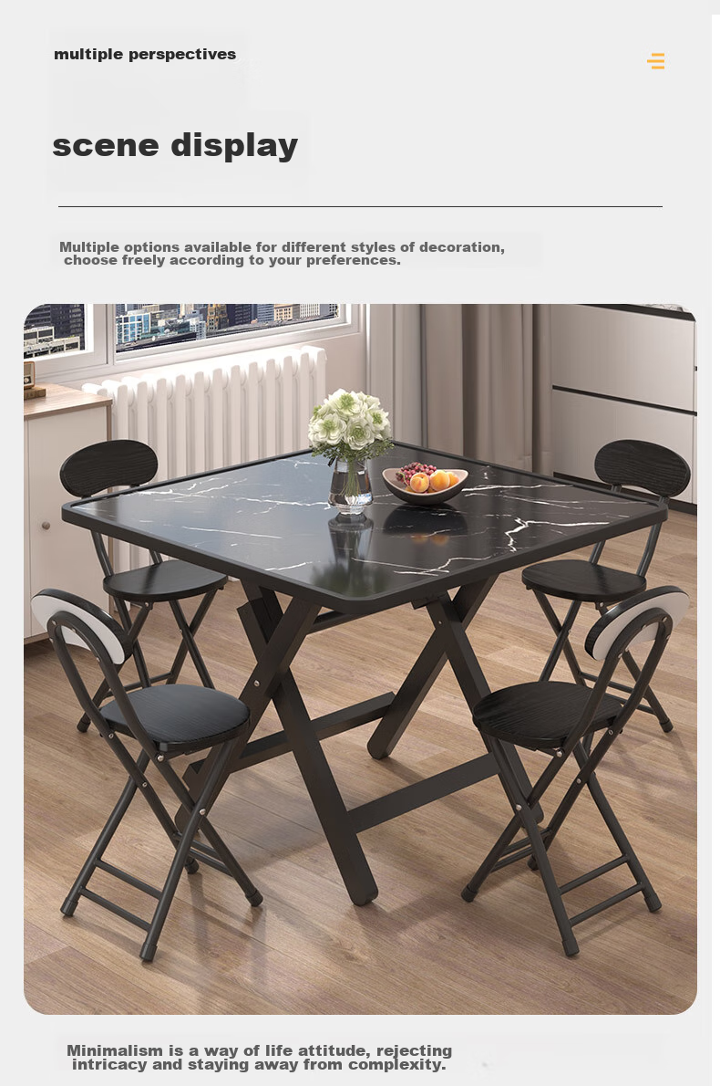 Chibailun Folding Table, Dining Table for Small Apartments, Foldable Eating Table And Chairs Set, Simple And Portable Small Square Table 9