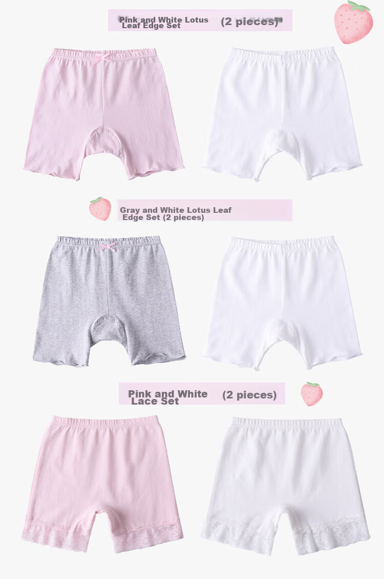 LangSha Children's Underwear, Girls' Safety Shorts, Cotton Anti-Exposure Underpants, Big Kids Boxer Briefs, 2-Pack, Pink And White, Size 130 11