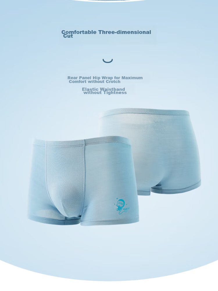 Hodohome Children's Underwear, Boys' Modal Blend Boxer Briefs, 3A Grade Mugwort Antibacterial Crotch, Square-Leg Underwear, 101 130 8
