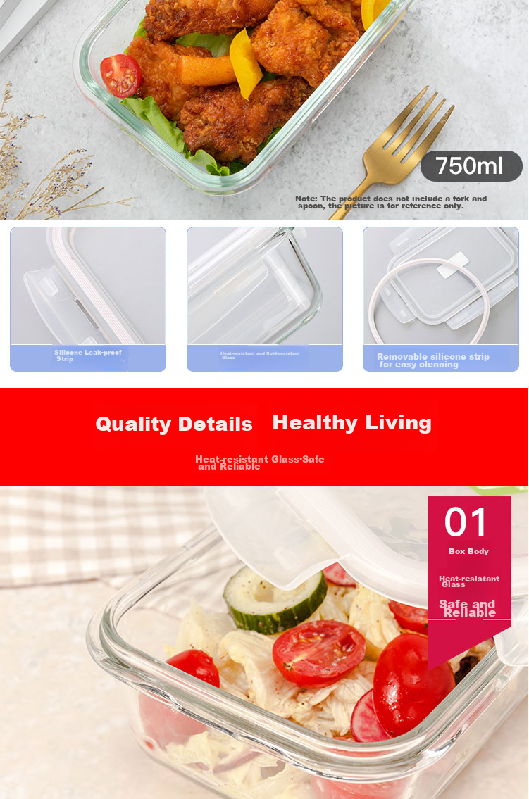 LOCK&LOCK Heat-Resistant Glass Lunch Box Set of Two, Bento Box, Meal Container, Sealed Bowl, Bento Bag, 750ml*2 5