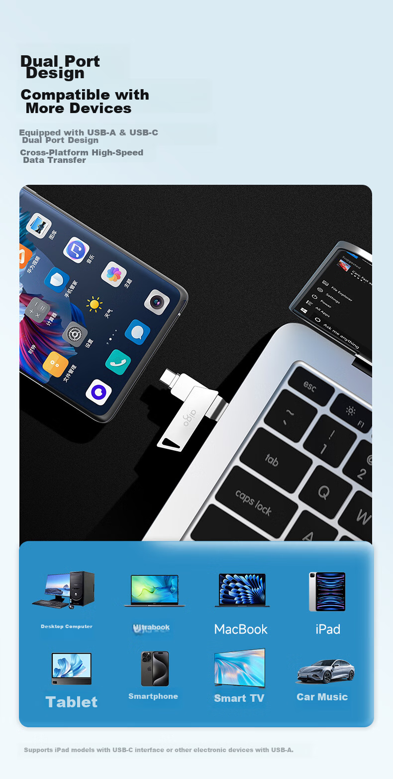 Aigo 32GB Type-C Dual-Interface USB Flash Drive U350 High-Speed OTG Dual-Port Flash Drive for Smartphones, Tablets, And Laptops 13