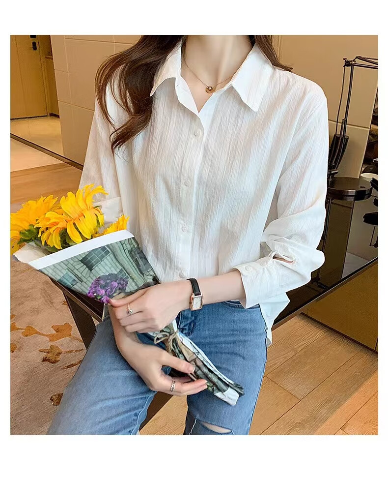 AOTUN Cotton Shirt for Women, Long Sleeve, Spring And Autumn Style, Casual Inner Wear Top AT3058, Picture Color, XL 11