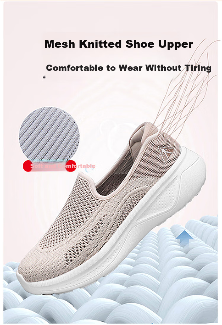 Zulijian Elderly Shoes, Summer Women's Slip-On Casual Shoes, Middle-Aged And Elderly Ladies' Loafers, 8652K Cherry Blossom Pink, Size 37 3