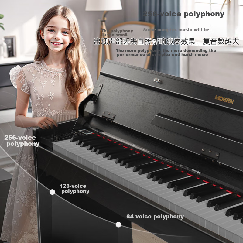 MOSEN MS-111SP Digital Piano, 88 Weighted Keys, Electronic Digital Piano, Exam Grade Edition in Elegant Black