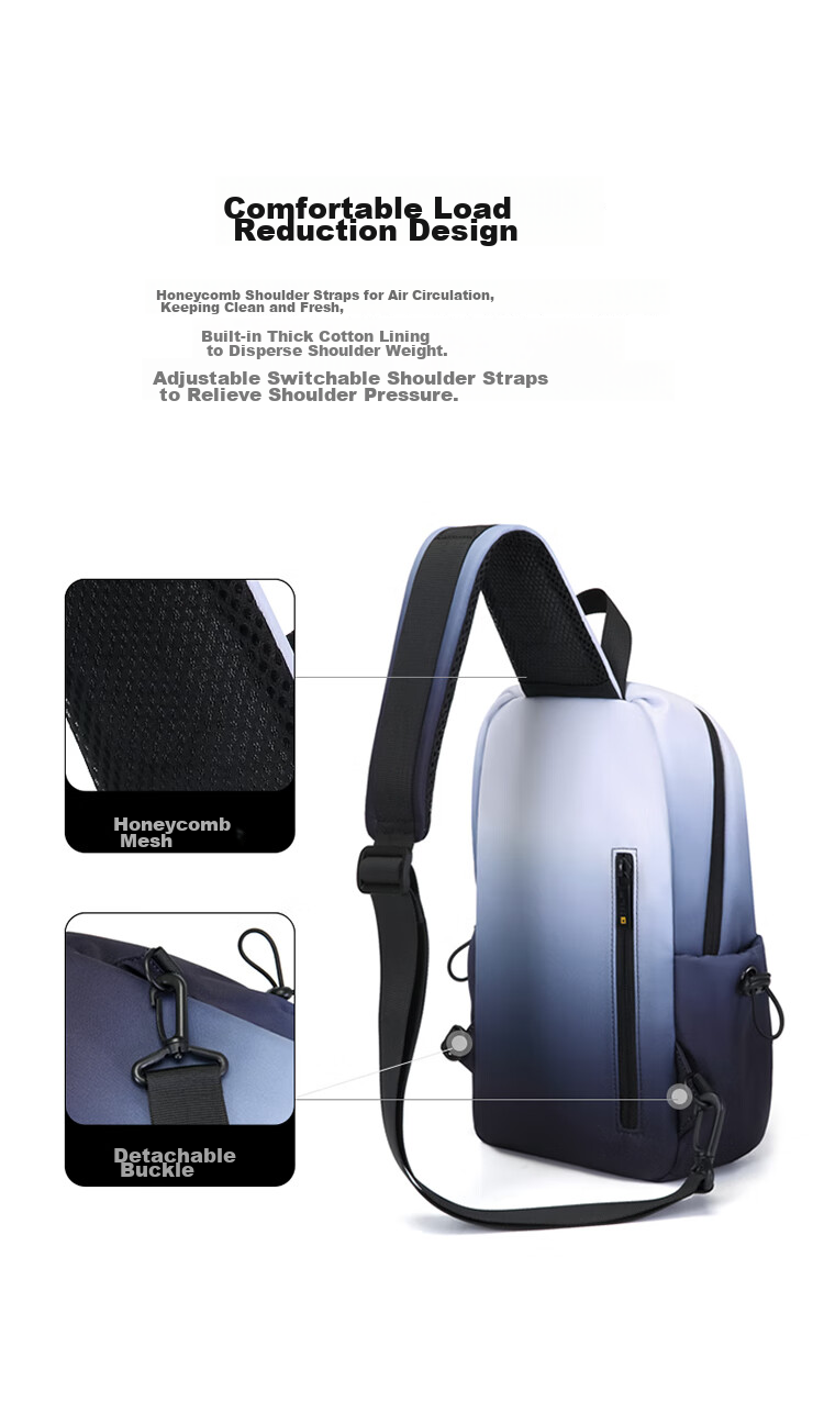 GOLF Chest Bag, Unisex Shoulder Crossbody Bag, Gradient Phone And IPad Bag, Water-Resistant Sports Small Backpack, Cycling Waist Pack 7