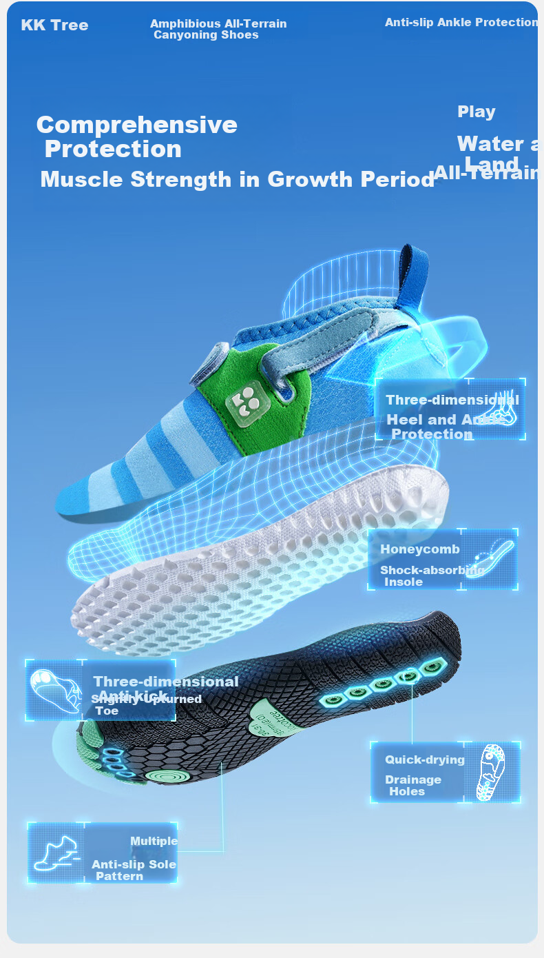 Kocotree KK Tree Kids Creek Shoes Non-Slip Cut-Resistant Boys Girls Swimming Snorkeling Shoes Toe Protection Beach Shoes Summer 5