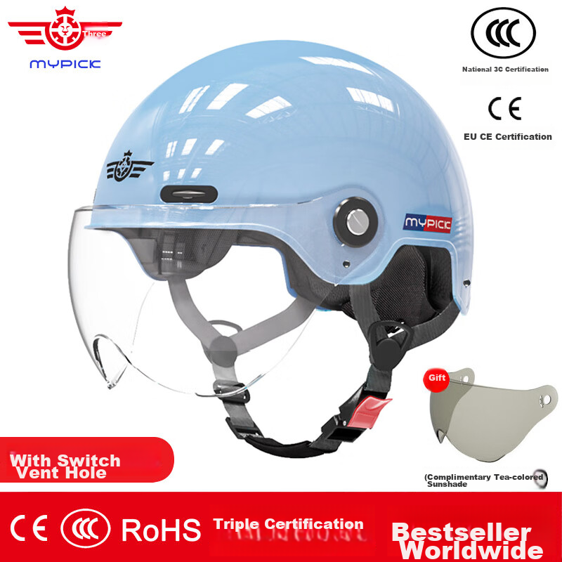 Mypick Electric Scooter Helmet for Men, Breathable, National Standard 3C Certified, Safety Helmet for Electric Bikes, All-Season Universal Sun Protection Half Helmet
