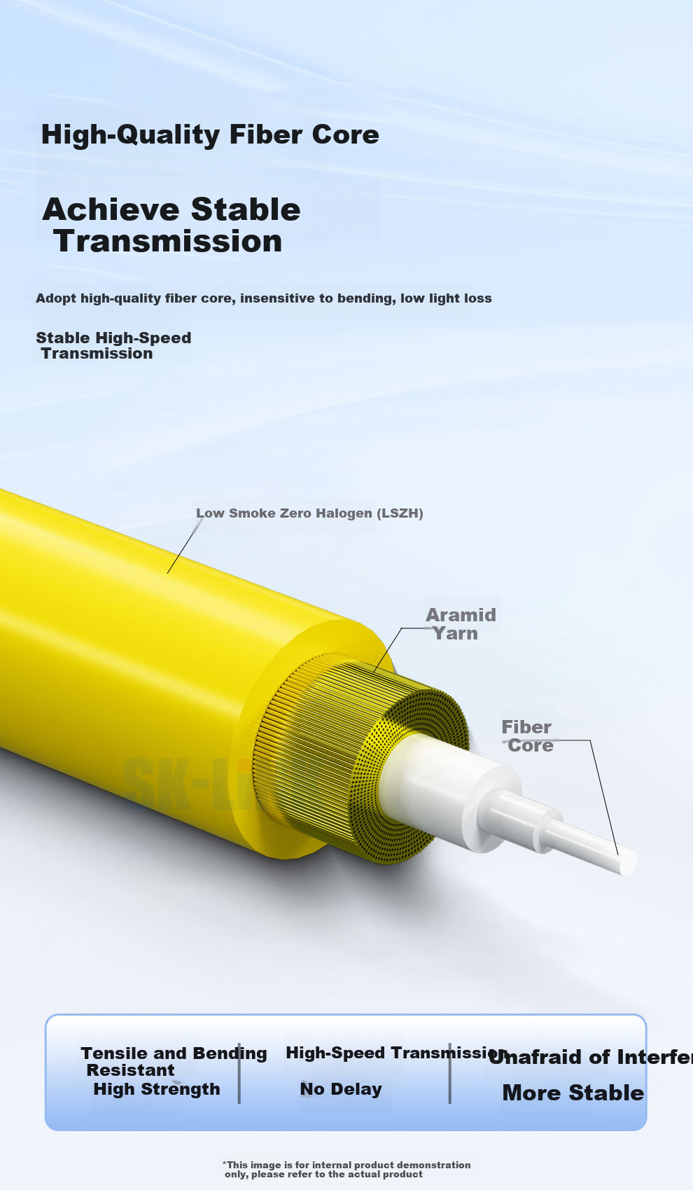 SK-LINK Fiber Optic Patch Cable, Single-Mode Single-Core Gigabit And 10 Gigabit E2000/APC Fiber Optic Cable, Low Smoke Zero Halogen, 1 Meter SK-TXSM 5