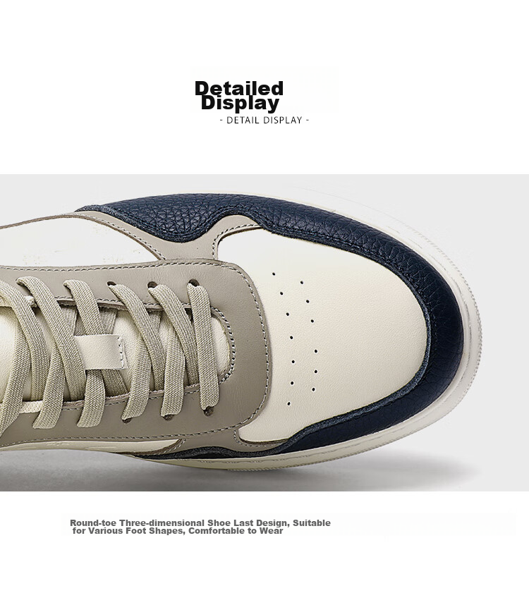 Goldlion Men's Shoes, Casual Sneakers, Lightweight And Comfortable, Classic Versatile Skateboard Shoes, G557430575LBE, White And Blue, Size 39 17