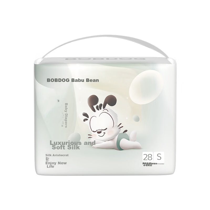 BOBDOG [No Melamine Detected] Premium Silk Soft Diapers S28, Silk Protein Baby Diapers, Breathable And Non-Stuffy