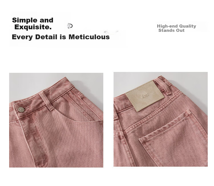 Dme [Sweet Cool Mountain Style] Spring And Autumn Asute-Dyed Nostalgic Multi-Pocket Wide-Leg Cargo Pants for Women, Denim Jeans 13