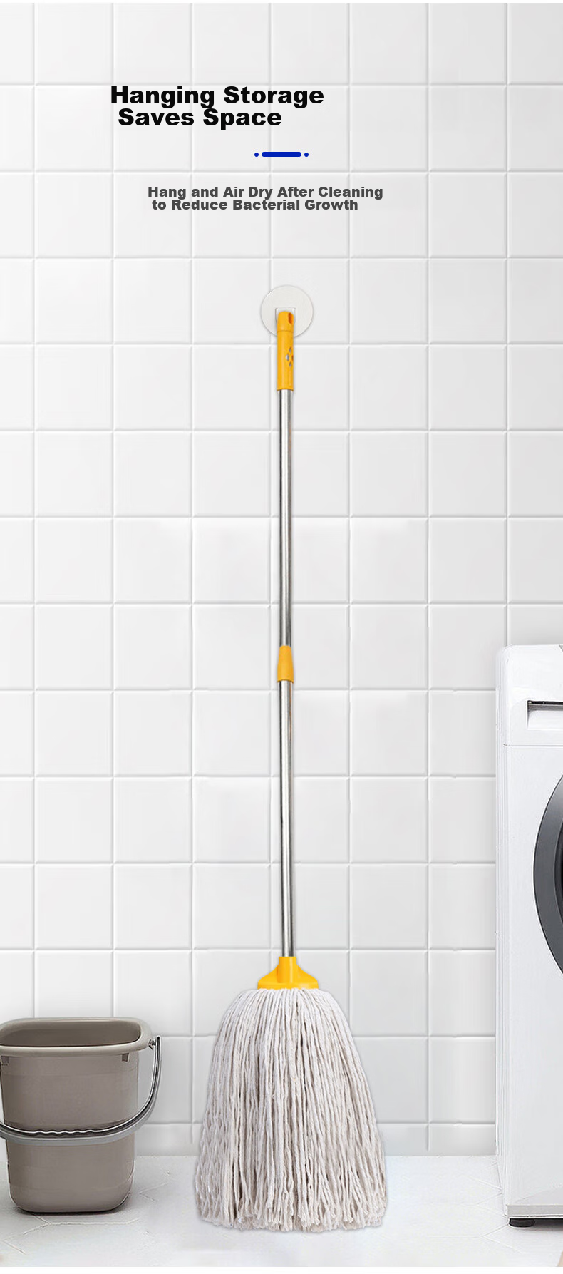 CIRY Cotton Yarn Mop, Household All-In Sponge Mop, Rubber Cotton Floor Mop, Dust Pusher, Wooden Floor Tile Cotton Yarn Mop, Car Wash Mop 8