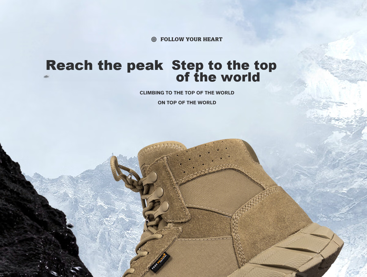 Free Soldier Mid-Top Hiking Boots for Men And Women, Outdoor Wear-Resistant Non-Slip Trekking Climbing Sandproof Breathable Desert Boots, Sand Color, Size 40 1