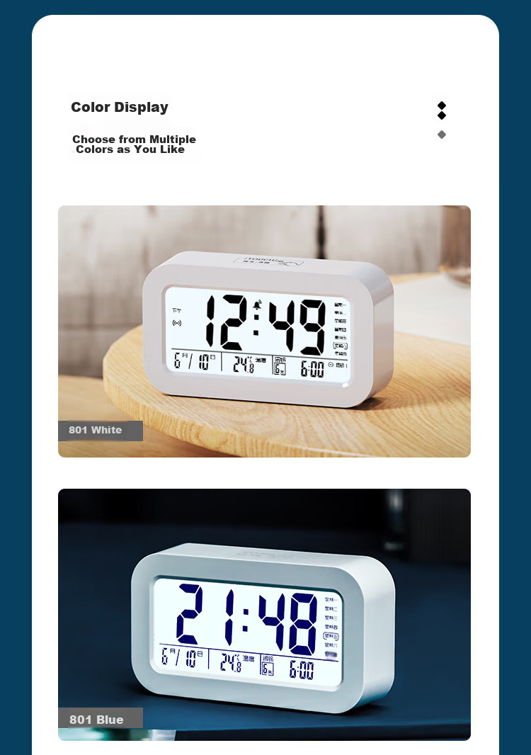 Compas Multifunctional Electronic Alarm Clock for Students, Wake-Up Device, Digital Clock, Essential for Back-To And Graduation Season, 801 Blue New Year Gift for Students And Childre 13