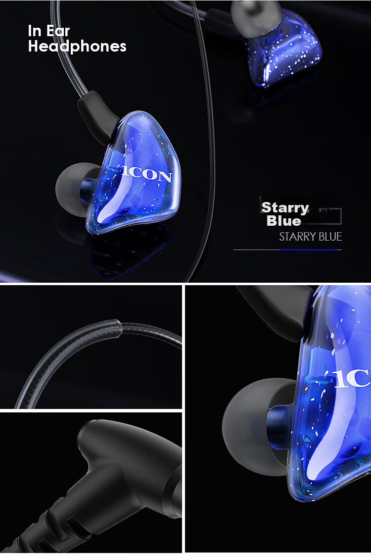 Aiken Scan7 In-Ear Monitoring Headphones, Blue, Wired Earbuds for Live Streaming And Broadcasting, with 3-Meter Cable, for Mid to Low Frequency Monitoring 16