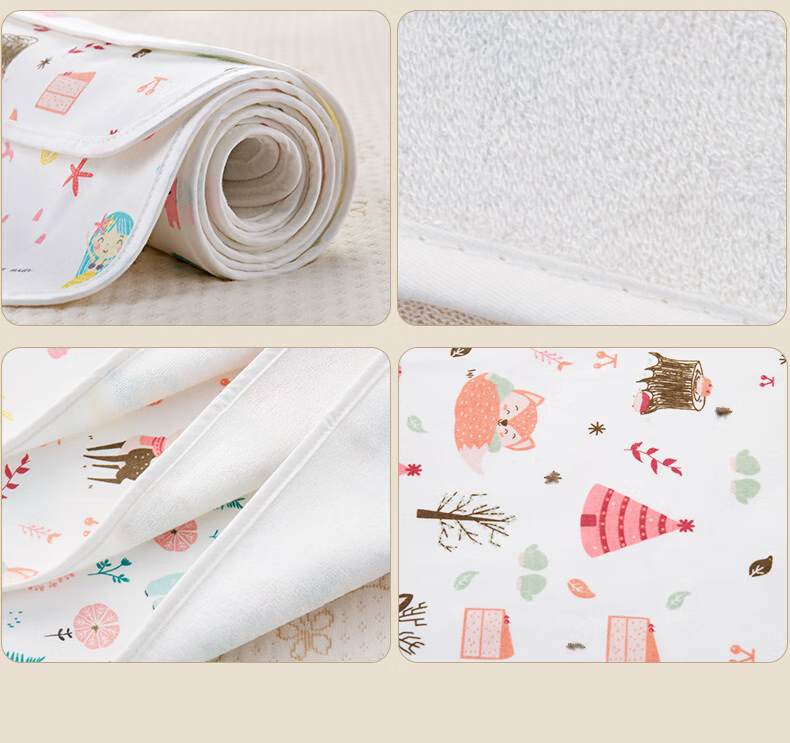 AIBEDILA Washable Waterproof Pure Cotton Breathable Baby Diaper Pad, Extra Large Menstrual Pad for Newborns And Infants, 100*150cm Dinosaur Desig 12