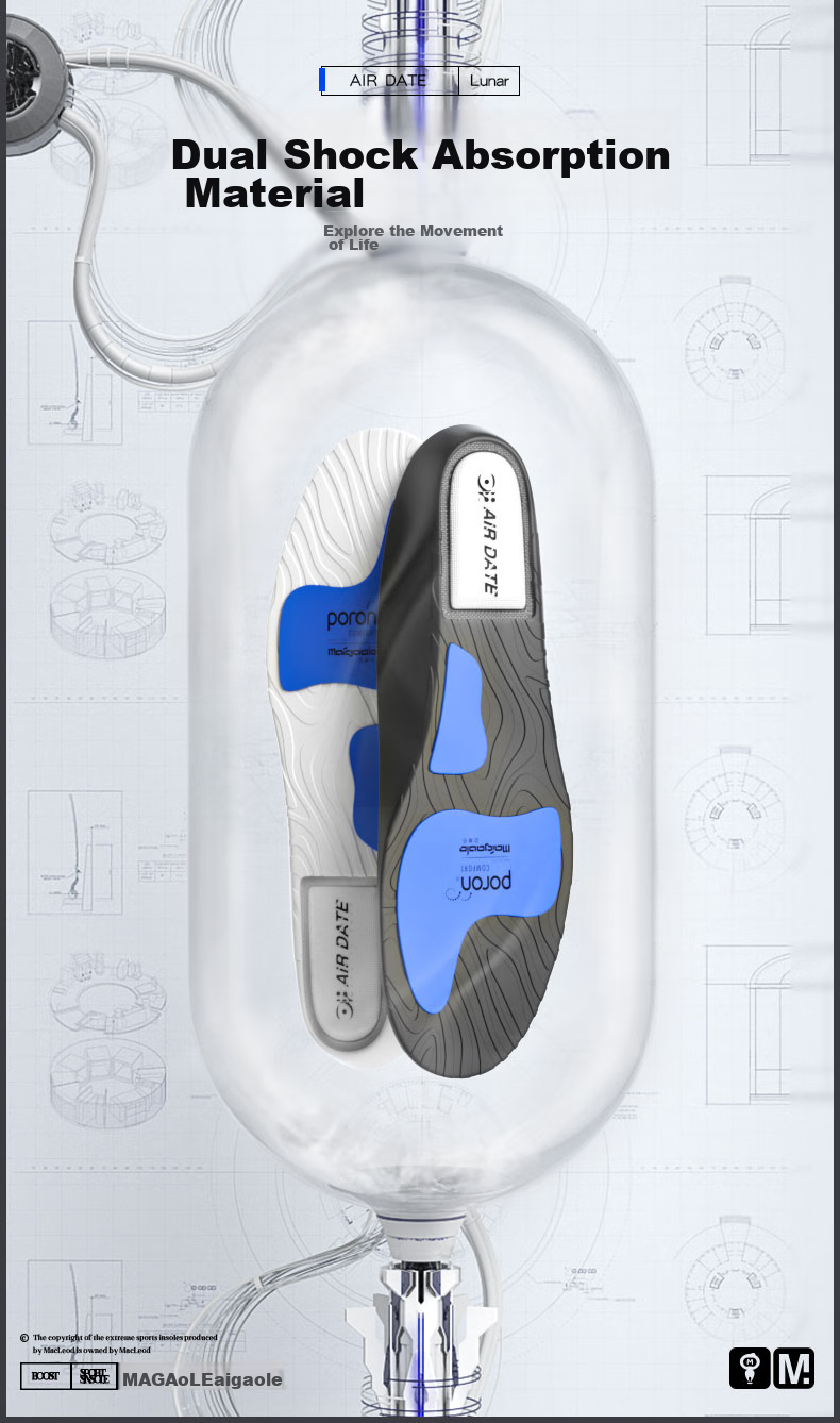 Maigaole Luna Air Cushion ZOOM Player Edition Basketball Shoe Insoles, High-Elasticity Shock-Absorbing, Thickened Sports Air-date 37-38 8