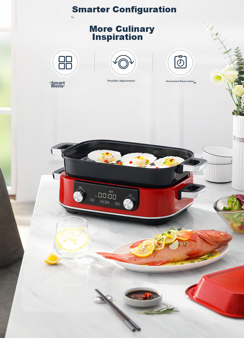 Morphyrichards Upgraded Second-Generation Multifunctional Cooking Pot, Detachable Electric Wok with Timer And Touch Screen, Electric Hot Pot MR9099 Green, One's Member 7
