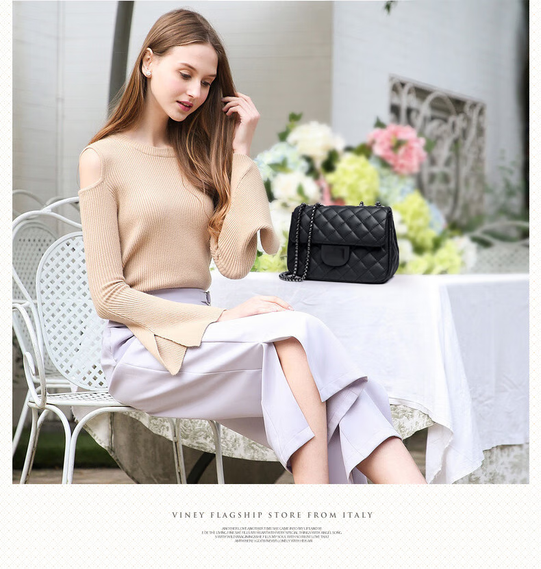 Viney Leather Handbag, Women's Brand Chain Bag, Light Luxury Shoulder Crossbody Bag, Practical Birthday And Mother's Day Gift for Mom 1