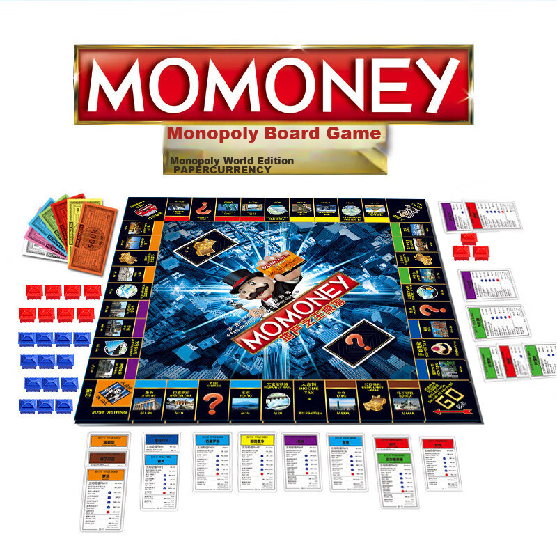 Chuqibisheng Real Estate King Board Game, Large Rich Man World Tour, Strategy Game, Educational Children's Toy, Party Game Cards