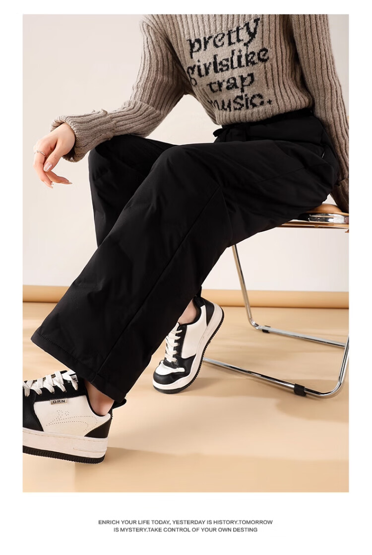 Langsha Straight-Leg 90% White Duck Down Women's Long Pants 2026 Autumn Winter Wide-Leg Fleece-Lined Thickened Warm Fashion Cotton Pants 13