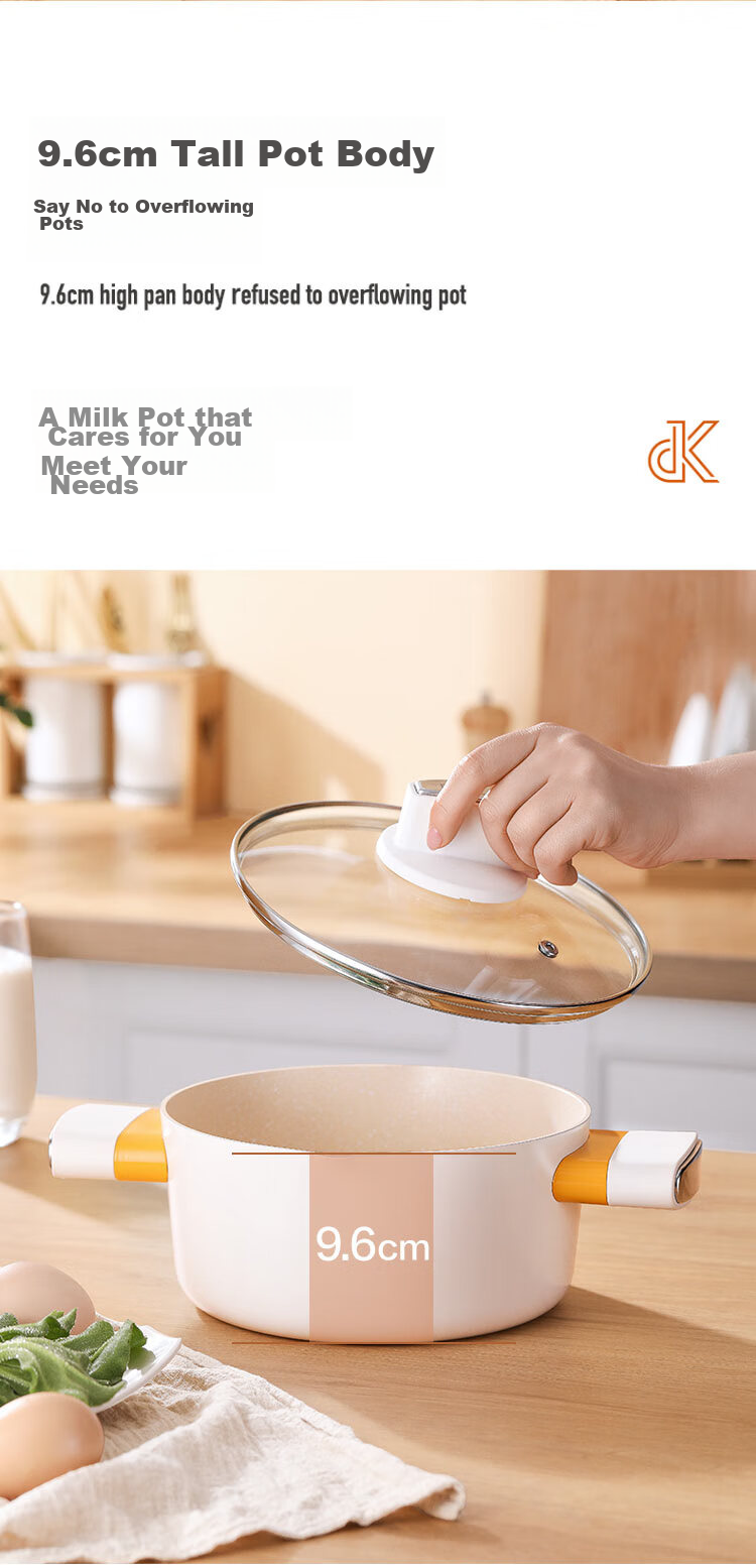 DES LON (DESLON) Enamel Pot for Home Use, Soup Pot, Fine Iron Pot, Micro-Pressure Anti-Spill, Non-Coated, Compatible with Induction Cooker And Open Flame, 6.5L White 5