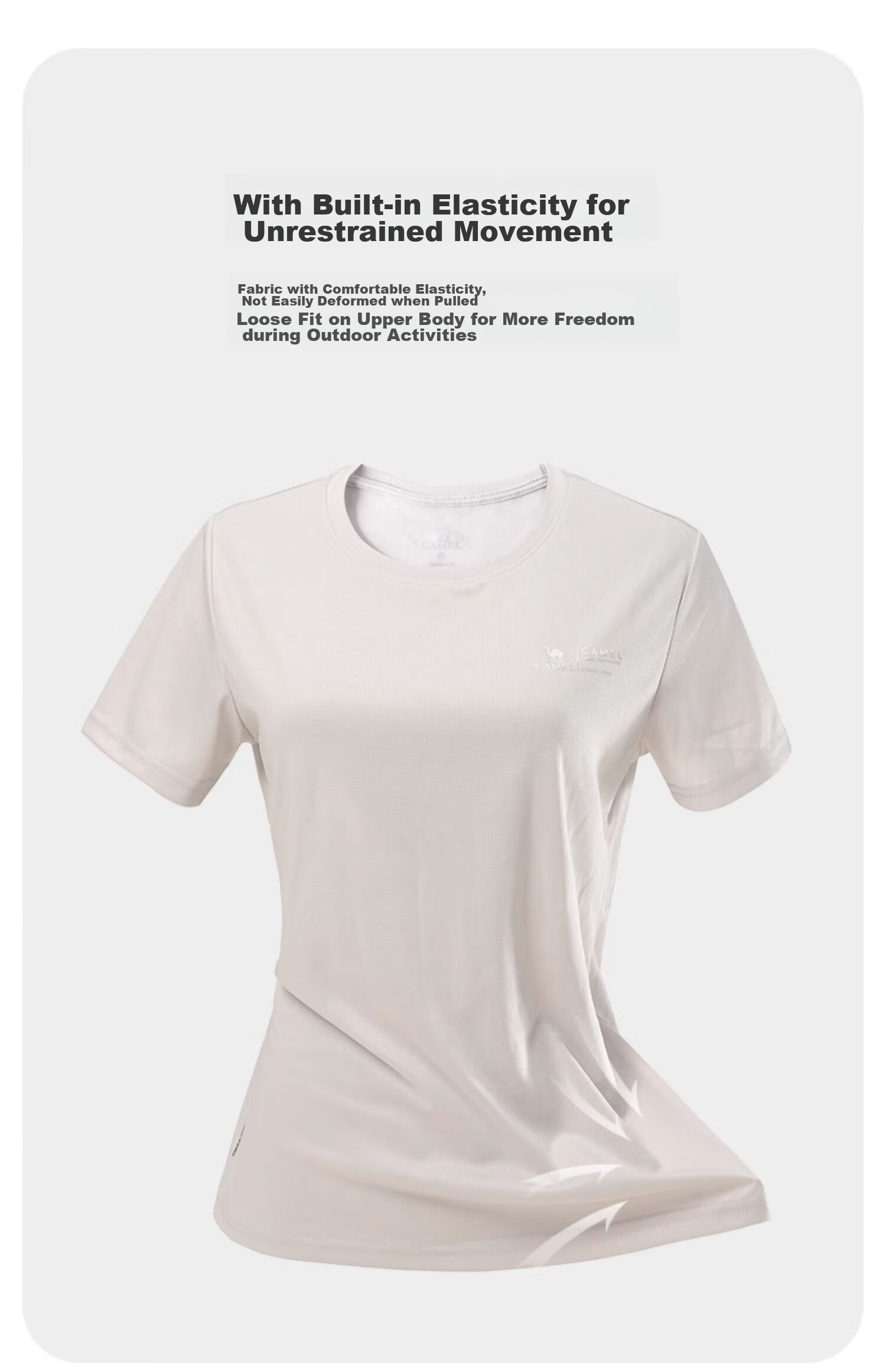 CAMEL Outdoor Quick-Dry T-Shirt, Men's Honeycomb Mesh Breathable Top, Simple Sports Round Neck Short Sleeve for Women, A14BZ00079 10