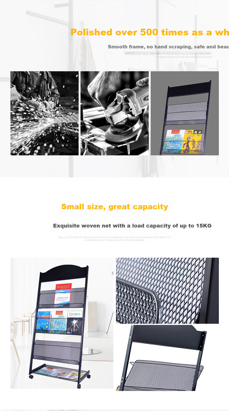AEY Office Bookshelf, Magazine Rack, Newspaper Stand, Floor-Standing File Rack, Periodical Shelf, Single-Page Display Stand, Document Display Rack 2