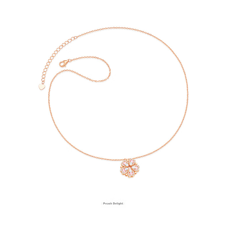 CHOW TAI SENG Peach Blossom Silver Necklace for Women, 2026 New Light Luxury High-End Heart Pendant Birthday Gift for Girlfriend Or Best Friend 5