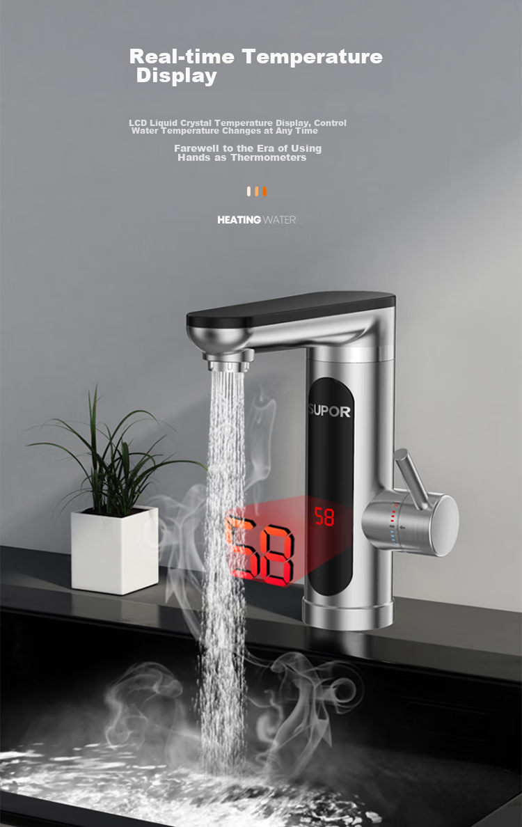 SUPOR Electric Water Heater with Instant Heating, Fast Kitchen Hot Water Dispenser, Household Stainless Steel Model, 3000W 6
